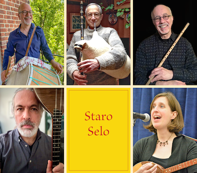 Photo of Staro Selo members holding traditional Macedonian instruments